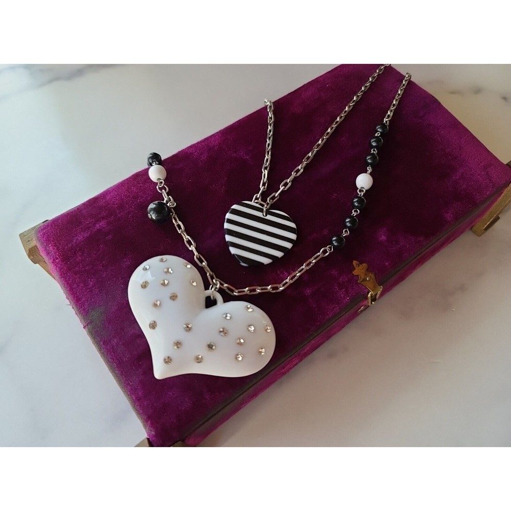Vintage Multistrand Rhinestone Heart Pendant Necklace